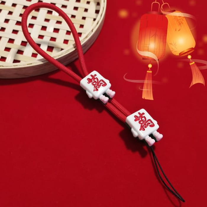 Mahjong Wrist Phone Strap - 04 - Red / One Size