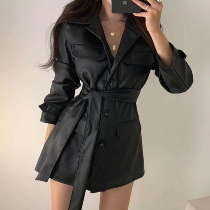 Medium Long Tie-Waist Jacket