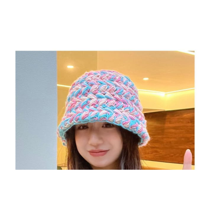 Melange Knit Bucket Hat - Hats