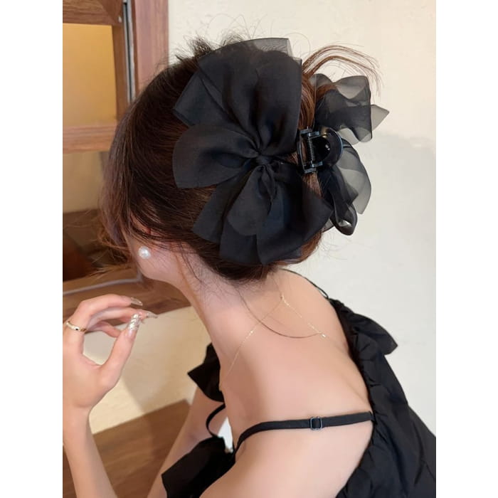 Mesh Bow Accent Hair Claw