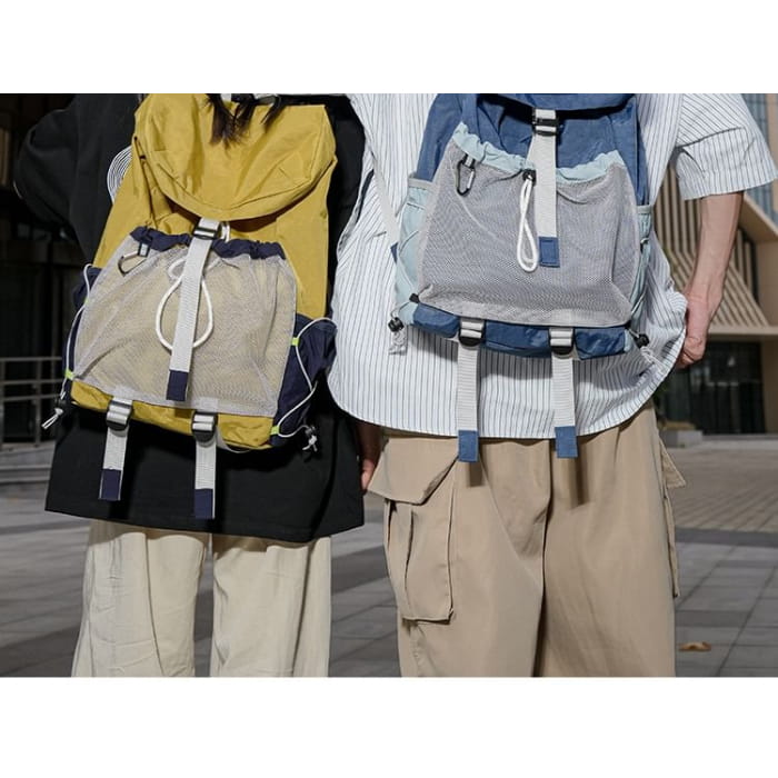 Mesh Panel Multi-Pocket Backpack