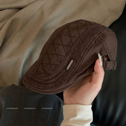 Metal Bar Flat Cap - Coffee / One Size