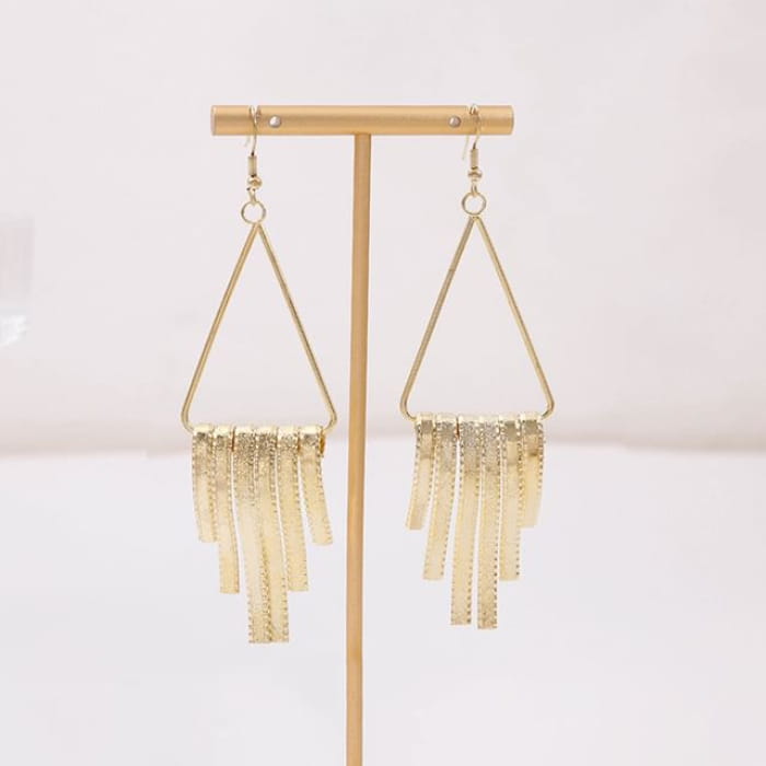 Metal Dangle Earring - E1500-7 - 1 Pair - Gold / One Size