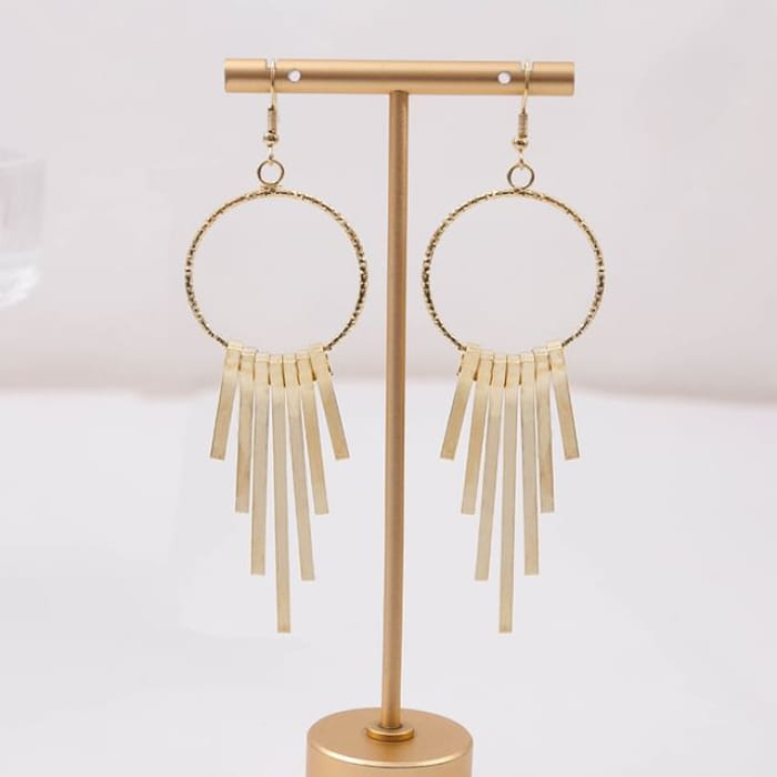 Metal Dangle Earring - E2147-4 - 1 Pair - Gold / One Size