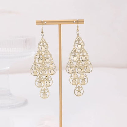 Metal Dangle Earring - E2179-2 - 1 Pair - Gold / One Size