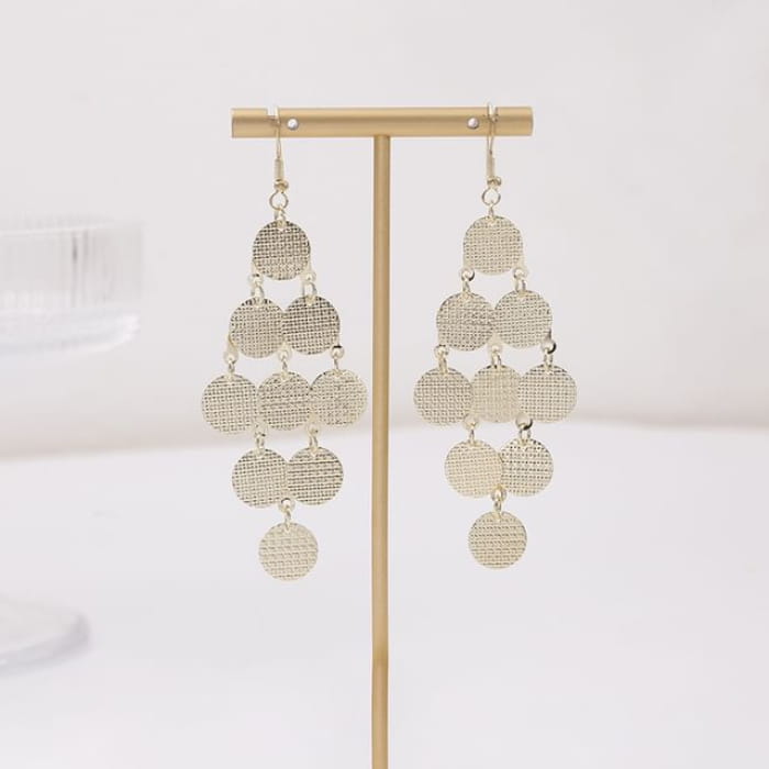 Metal Dangle Earring - E2319-1 - 1 Pair - Gold / One Size