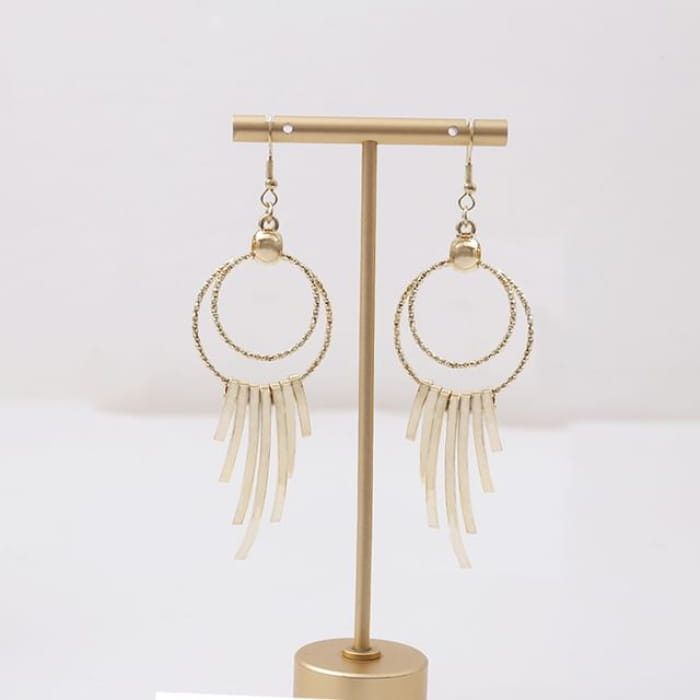 Metal Dangle Earring - E2350 - 1 Pair - Gold / One Size