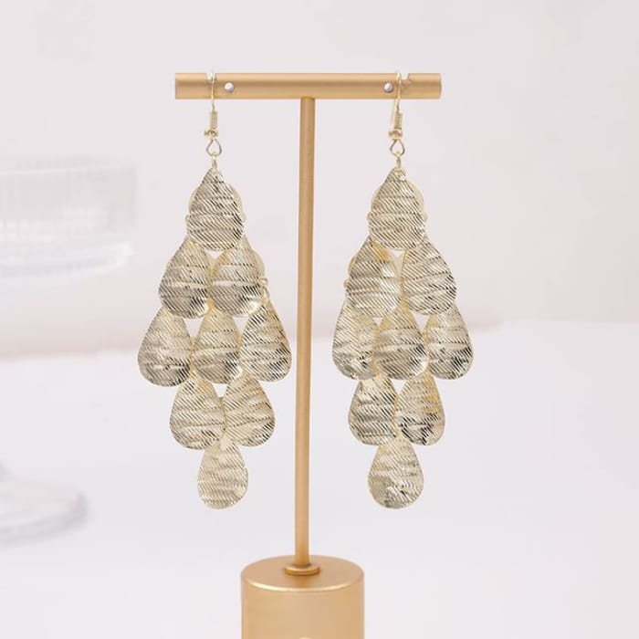 Metal Dangle Earring - E2369 - 1 Pair - Gold / One Size