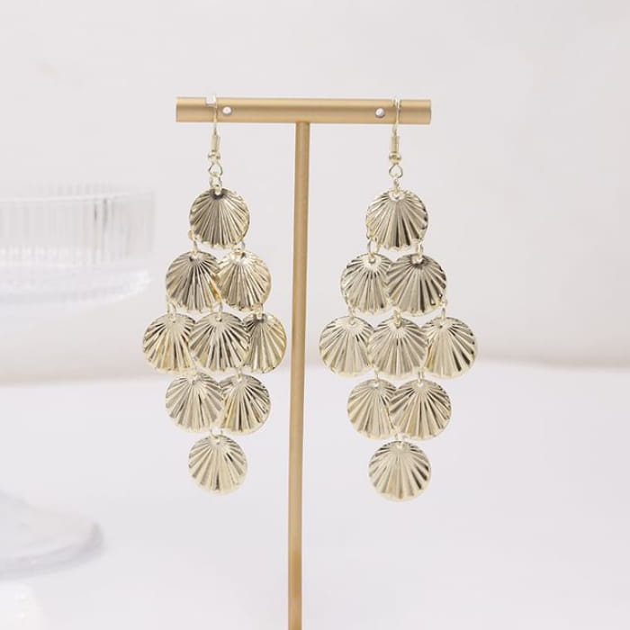 Metal Dangle Earring - E2458-1 - 1 Pair - Gold / One Size