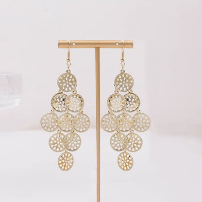 Metal Dangle Earring - E2563 - 1 Pair - Gold / One Size