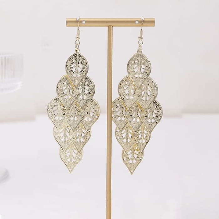 Metal Dangle Earring - E2645 - 1 Pair - Gold / One Size