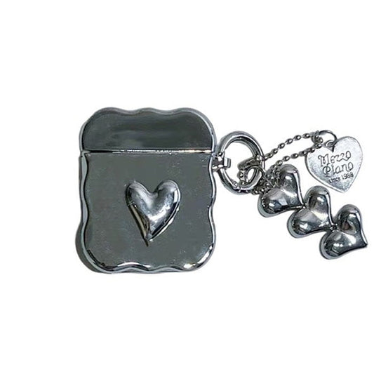 Metal Heart Airpods Case - 1/2 / Silver - AirPods