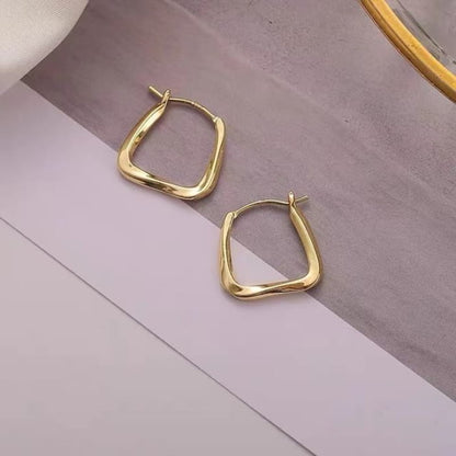 Metal Hoop Earring - 1 Pair - Gold / One Size