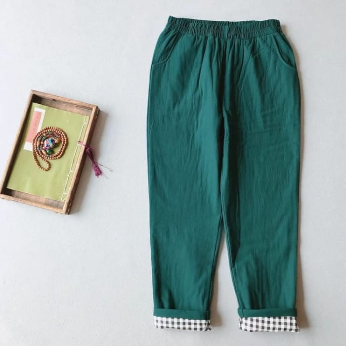 Mid Rise Plain Baggy Pants