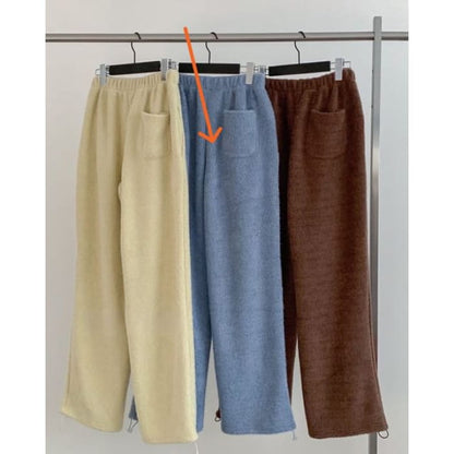 Mid Rise Plain Fleece Wide Leg Sweatpants - Aqua Blue / S