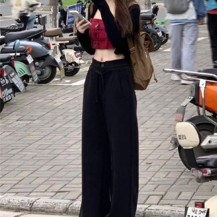 Mid Rise Plain Wide Leg Pants (Various Designs)