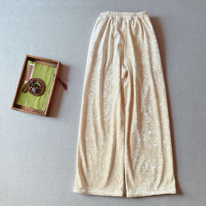 Mid Rise Velvet Wide Leg Pants