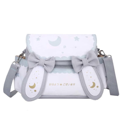 Moon Star Print Bunny Ears Bow Decor Crossbody Bag - Blue