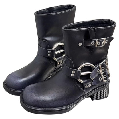 Motorcycle Buckle Boots - EU34 (US4.0) / Black