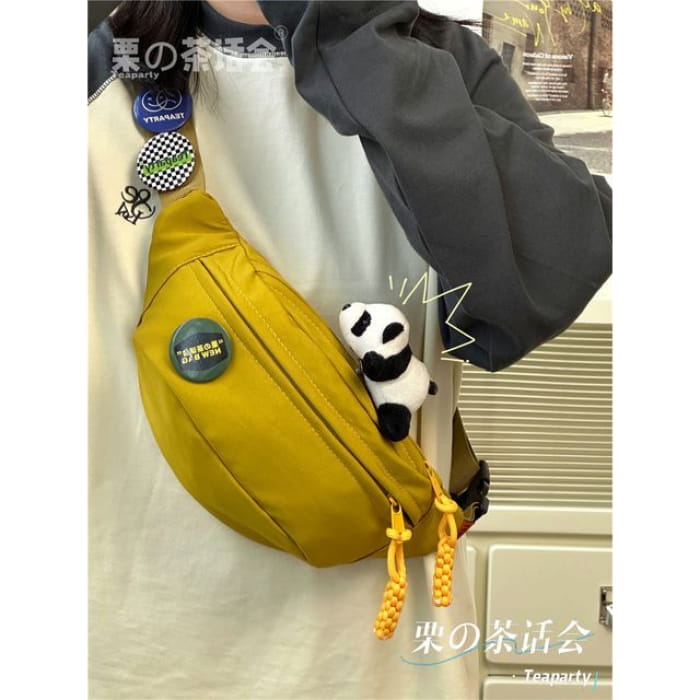 Multi-Pocket Belt Bag / Charm / Set - With Panda - Yellow