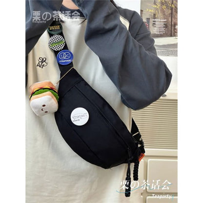 Multi-Pocket Belt Bag / Charm / Set - With Toast - Black