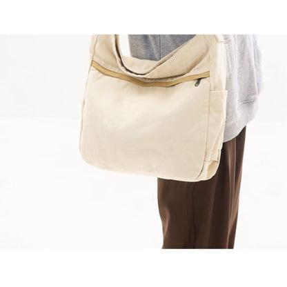 Multi-Pocket Canvas Crossbody Bag