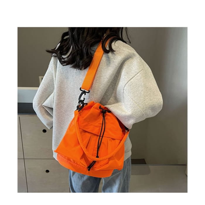 Multi-Pocket Drawstring Bucket Bag