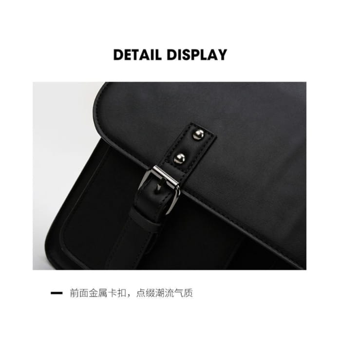 Multi-Pocket Faux Leather Satchel