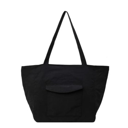 Multi-Pocket Tote Bag - Black / One Size