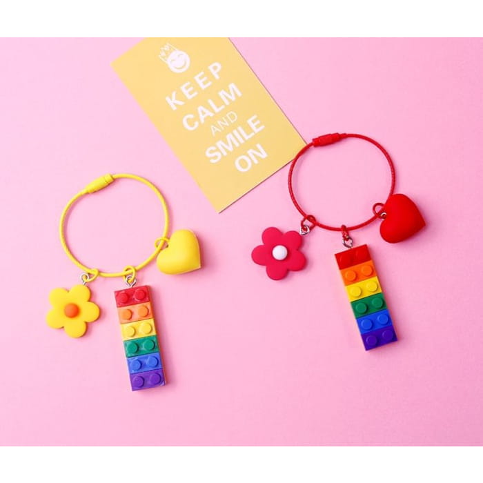 Multicolor Brick Bag Charm / Key Ring