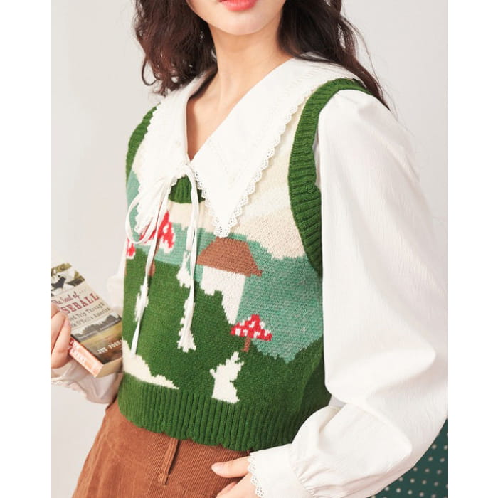 Mushroom Green Knit Vest