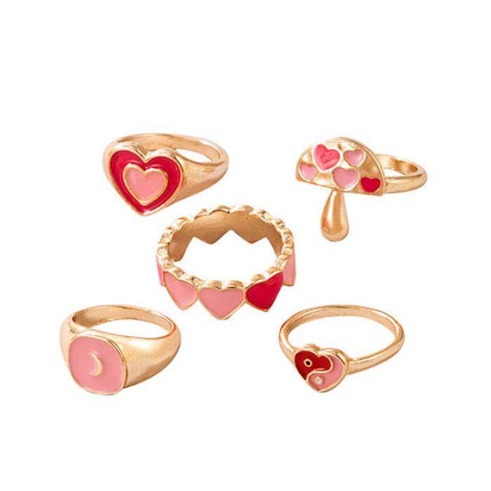 Mushroom Heart Fairy Ring Set - Standart / 5pcs - ring