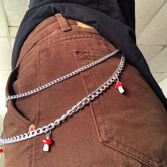 Mushroom Pant Chain Belt - Standart / Silver - Belts