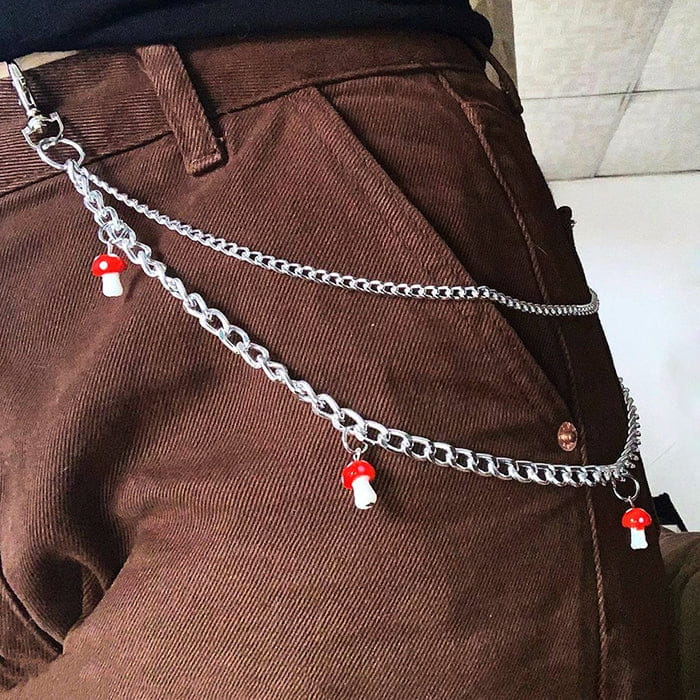 Mushroom Pant Chain Belt - Standart / Silver - Belts