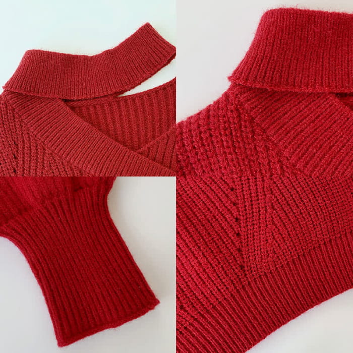 Oblique Elegant Sweater Flouncing Slip Dress