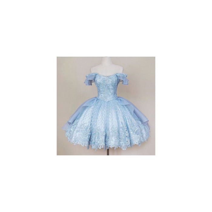 Off-Shoulder Plain Lace Panel A-Line Cocktail Lolita Dress