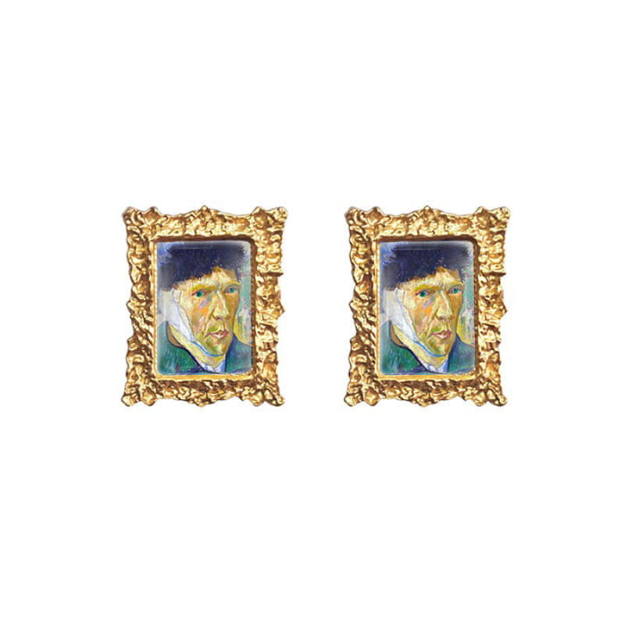 Oil Painting Impressionism Earrings - Self-Portrait