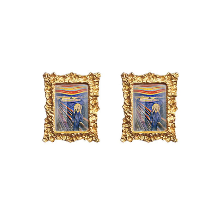 Oil Painting Impressionism Earrings - The Scream - earrings