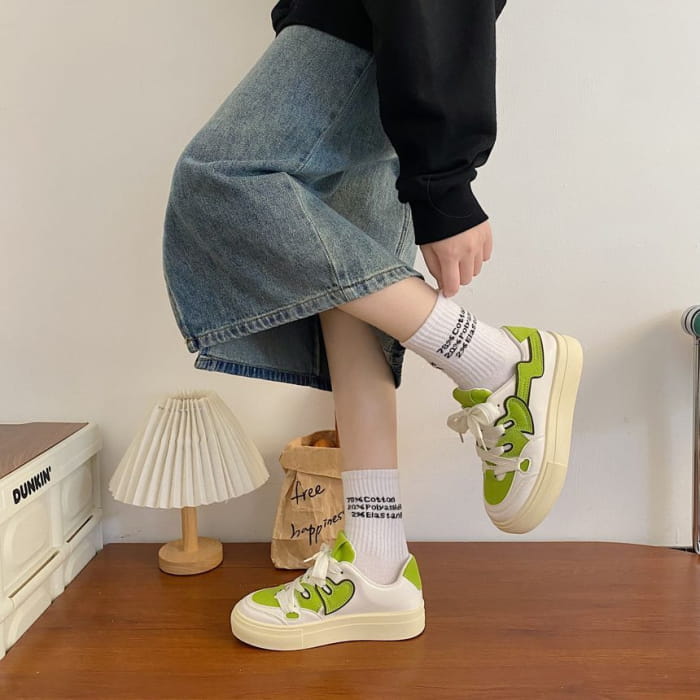 Paneled Platform Sneakers