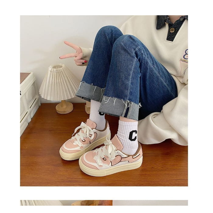 Paneled Platform Sneakers