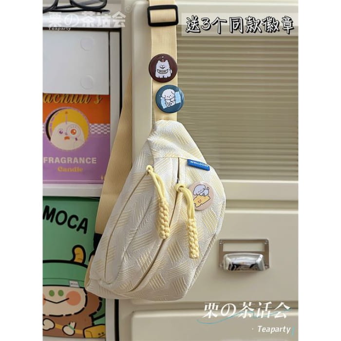 Patterned Belt Bag / Charm / Set - Milky Yellow / One Size