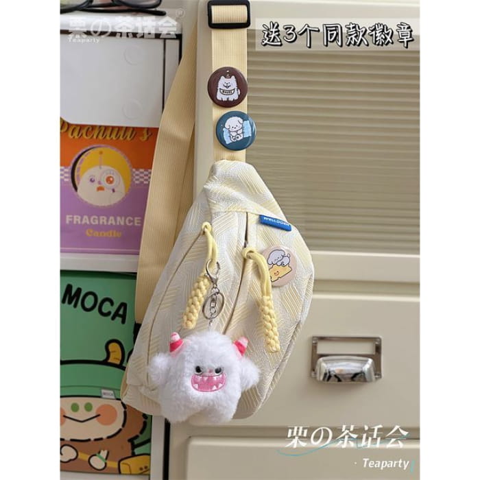 Patterned Belt Bag / Charm / Set - With Horn - Milky Yellow