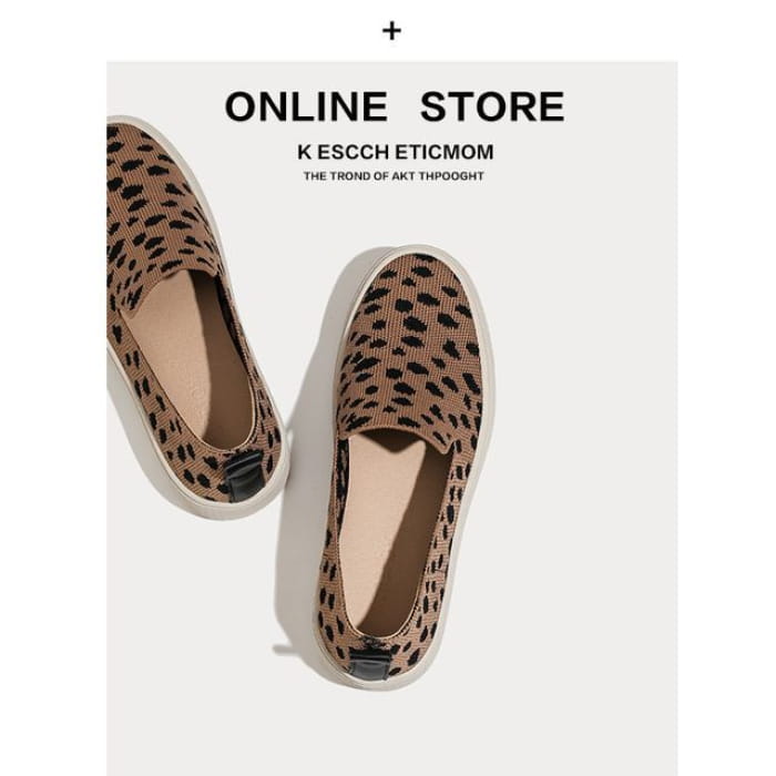 Patterned Slip Ons - Leopard - Brown / 35