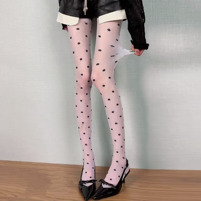 Paw Print Sheer Tights