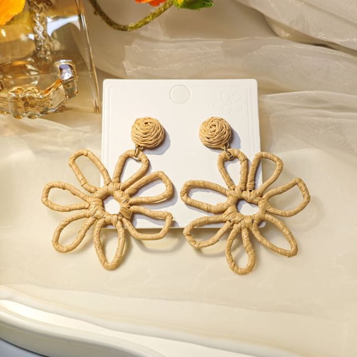 Perforated Floral Drop Earring - 1 Pair - E6084-4 - Coffee