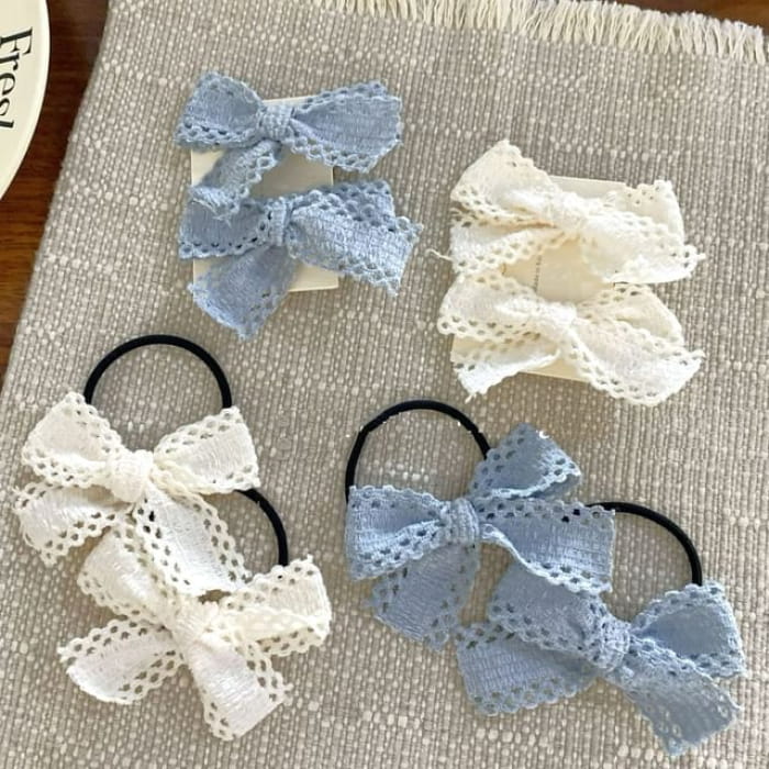 Perforated Plain Bow Hair Clip / Tie