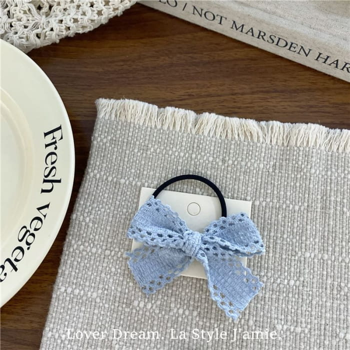 Perforated Plain Bow Hair Clip / Tie