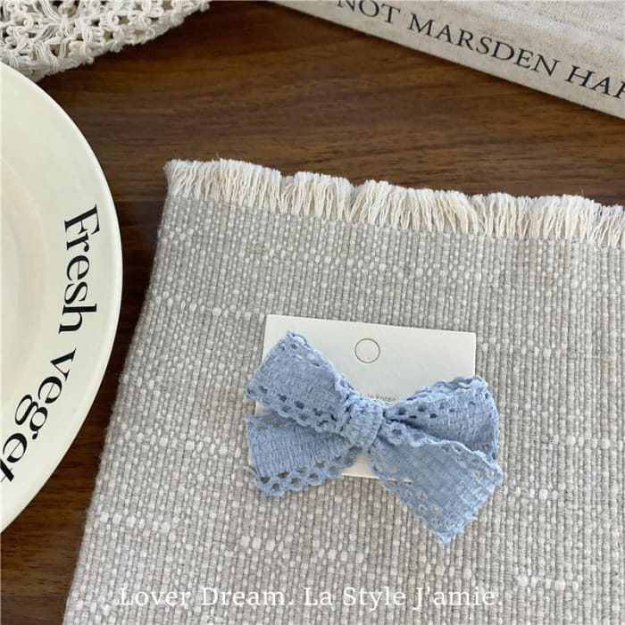 Perforated Plain Bow Hair Clip / Tie