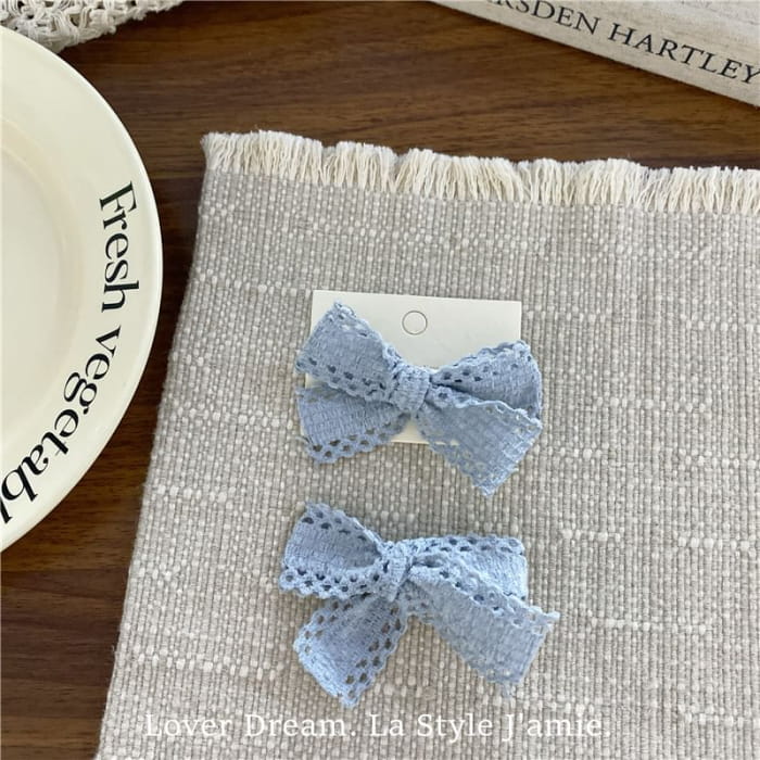 Perforated Plain Bow Hair Clip / Tie