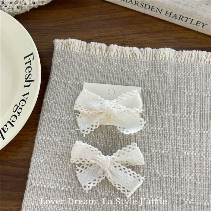 Perforated Plain Bow Hair Clip / Tie